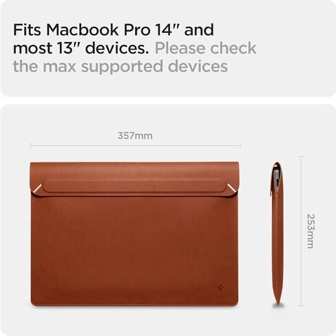 حافظة لاب توب واقية من Spigen Valentinus لجهاز MacBook Neo/Pro/Air M5 Pro/Max (2026) مقاس 14 بوصة، M5/M4/M3/M2/M1 A3434 A3112 A3401 A3185 A2992 A2918 - بني كلاسيكي in Saudi Arabia