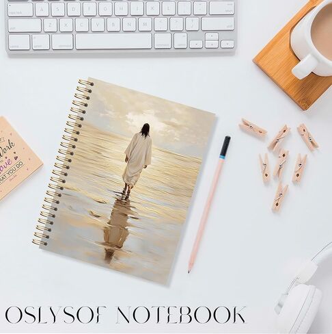 OSLYSOF Jesus Christian Spiral Notebook, Jesus Walking on Water Journaling Notebook, Bible Verse Notebooks for Note Taking, Religious Prayer Journal for Woman, 5.5x8.3 Inch with 164 Pages in Saudi Arabia