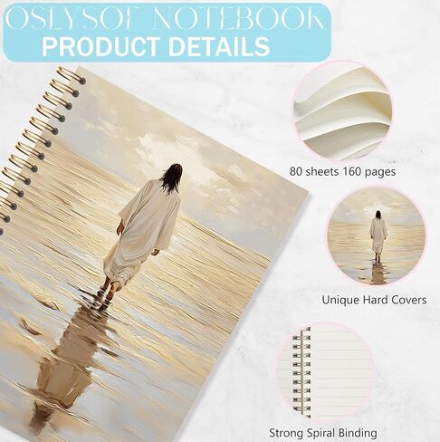 OSLYSOF Jesus Christian Spiral Notebook, Jesus Walking on Water Journaling Notebook, Bible Verse Notebooks for Note Taking, Religious Prayer Journal for Woman, 5.5x8.3 Inch with 164 Pages in Saudi Arabia