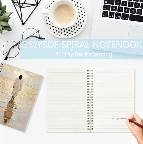 OSLYSOF Jesus Christian Spiral Notebook, Jesus Walking on Water Journaling Notebook, Bible Verse Notebooks for Note Taking, Religious Prayer Journal for Woman, 5.5x8.3 Inch with 164 Pages in Saudi Arabia