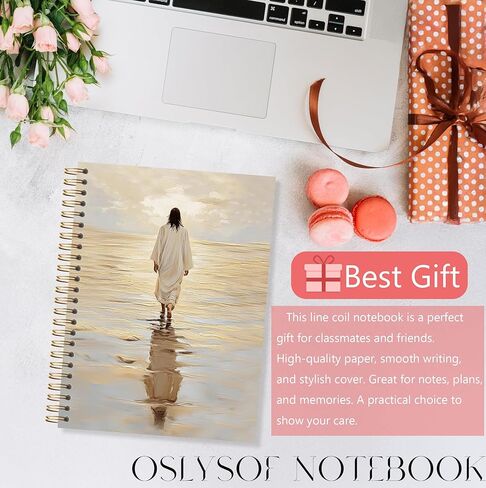 OSLYSOF Jesus Christian Spiral Notebook, Jesus Walking on Water Journaling Notebook, Bible Verse Notebooks for Note Taking, Religious Prayer Journal for Woman, 5.5x8.3 Inch with 164 Pages in Saudi Arabia