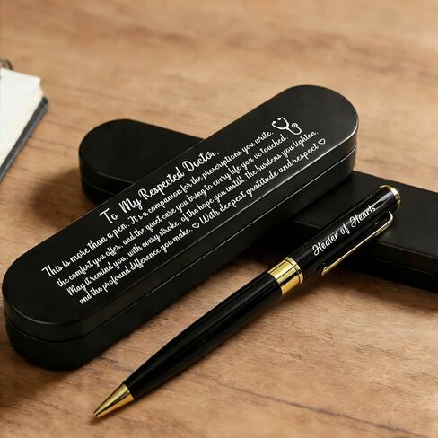 ABNTY Doctor Gifts from Patients, Sentimental Appreciation Doctor Keepsake Gift, Custom Engraved Ballpoint Pen with Metal Case in Saudi Arabia
