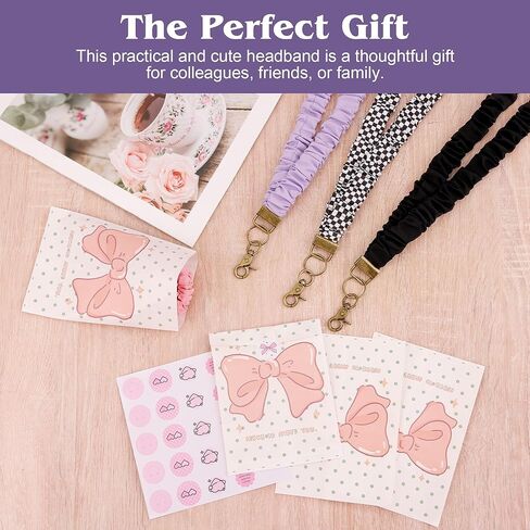 4 Pcs Scrunchies Lanyards for ID Card, Badges Holder, Keys and Phone with 4 Pcs Clear Badge Holders, Adjustable Stretchy Lanyard for Teachers, Students, Office Staffs (19.6 Inches) in Saudi Arabia
