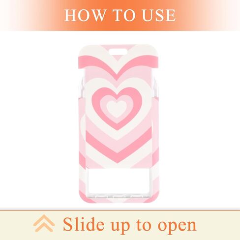Pink Heart Lanyard with Card Holder - Autism Sensory Friendly ID Badge Necklace for Kids, Girls and Women, Portable Vertical Card Protector with 19inch Strap in Saudi Arabia