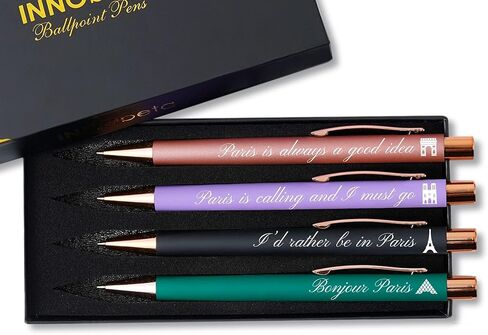 InnoBeta Paris Gifts for Women, French France Themed Gifts for Christmas, Birthday, Ballpoint Pen Set of 4 in Kuwait