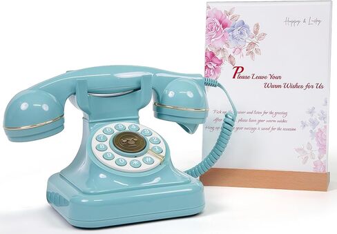 RetroVox Audio Guest Book Wedding Phone Guestbook and Signage Guest Audio Message Book, Vintage Style for Wedding Reception, Bridal Shower, Baby Shower（White & Sign Holder E） in Saudi Arabia