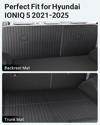 Ecarzo Floor Mats Compatible with Hyundai Ioniq5 Limited 2025-2021 Accessories All-Weather Front Rear Cargo Liner Full Set Heavy Duty Trunk Protection Backrest Mats Slide Console Version (6 PCS) in Kuwait