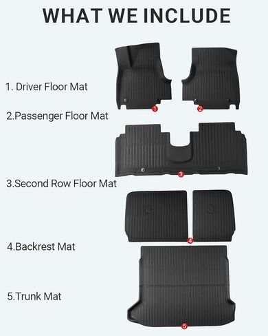 Ecarzo Floor Mats Compatible with Hyundai Ioniq5 Limited 2025-2021 Accessories All-Weather Front Rear Cargo Liner Full Set Heavy Duty Trunk Protection Backrest Mats Slide Console Version (6 PCS) in Kuwait