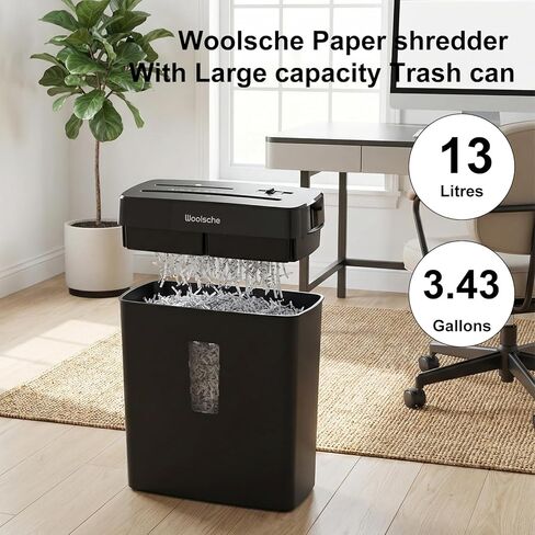 Paper Shredder for Home,10-Sheet Cross Cut with 13L Basket, P-4 Security Level,3-Mode Design - Shreds CD and Credit Card,Shredders for Home Use in Kuwait