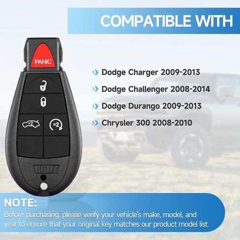 Key Fob Replacement Fits for Dodge Challenger Durango 2008 2009 2010 2011 2012 2013 2014 Charger 2009-2013 Chrysler 300 2008-2010 Car Keyless Entry Remote M3N5WY783X IYZ-C01C 433 Mhz in Kuwait