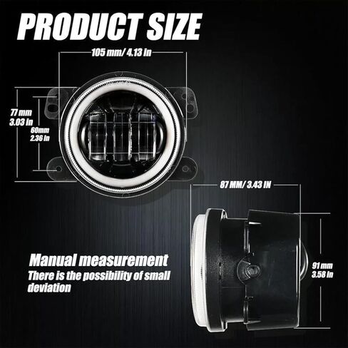 4 Inch LED Fog Light Assembly Compatible for 2005 2006 2007 2008 Dodge Magnum Fog Lights, Front Bumper Replacements, Round Offroad LED Light Fog Light/DRL, 6000K Bright White, 2-Pack in Kuwait