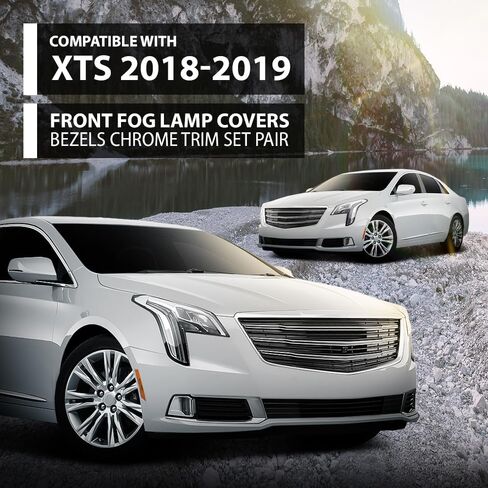 G-PLUS أغطية مصابيح الضباب مجموعة حواف أمامية متوافقة مع كاديلاك XTS 2018-2019 كروم أسود in Saudi Arabia