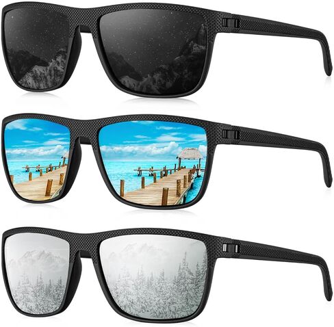 Polarized Sunglasses for Men Lightweight Mens Sunglasses for Golf Fishing Driving (3 Pack) in Saudi Arabia