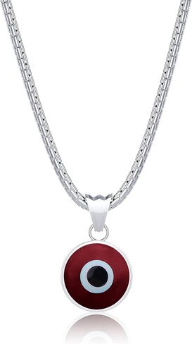 925 Sterling Silver Thick Popcorn | Round Cube Chain Evil Eye Necklace | Available in Gold or Silver | 18+2 Inch Adjustable Chain in Saudi Arabia