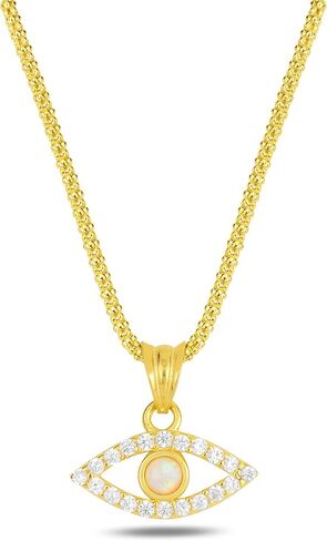 925 Sterling Silver Thick Popcorn | Round Cube Chain Evil Eye Necklace | Available in Gold or Silver | 18+2 Inch Adjustable Chain in Saudi Arabia