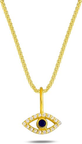 925 Sterling Silver Thick Popcorn | Round Cube Chain Evil Eye Necklace | Available in Gold or Silver | 18+2 Inch Adjustable Chain in Saudi Arabia