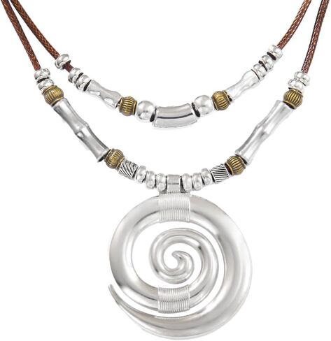 Spiral Necklace for Women Swirl Necklace Spiral Pendant Necklace Exquisite And Stylish Statement Spiral Necklaces Leather Cord Spiral Necklace Jewelry in Saudi Arabia