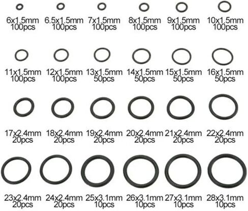 1200 pcs/set Rubber O-Ring Washer Seals Watertightness Assortment With Plactic Box Kit SetDifferent Size O-Ring Washer Seals in Kuwait