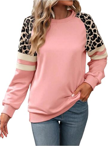 SOLY HUX Women's Crewneck Sweatshirts Leopard Long Sleeve Shirts Pullover Fall Tops in Saudi Arabia