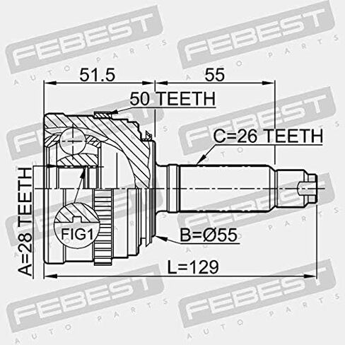 Outer Cv Joint 28X55X26 Febest 0310-035A50 Oem 44305-S2G-950 in Saudi Arabia