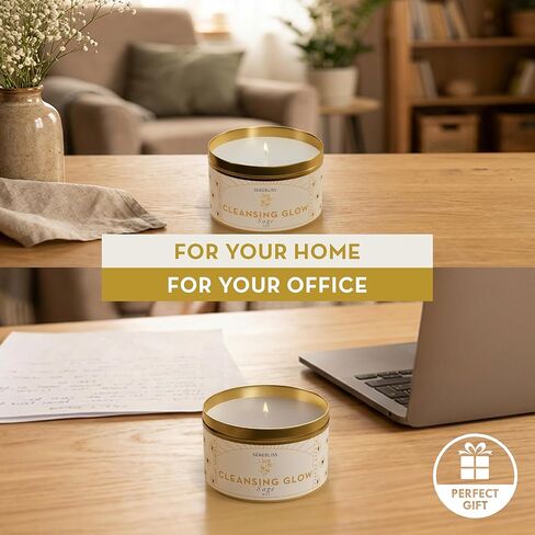 Cleansing Glow Sage Candle – 6oz Premium Scented Soy Candle for Cleansing House Negative Energy, Manifestation & Abundance, Pure Sage, All Natural Smudge kit, Aromatherapy & Gifts for Women in Saudi Arabia