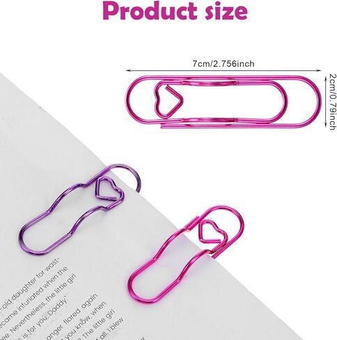 Paperclip Pen Holder 12PCS Metal Pen Clip for Notebook Journal and Book Paper Clips Bookmarks 2.8 Inch Planner Jumbo Office School Supplies Gold/Purple/Pink/Rose Gold Heart Shape in Kuwait