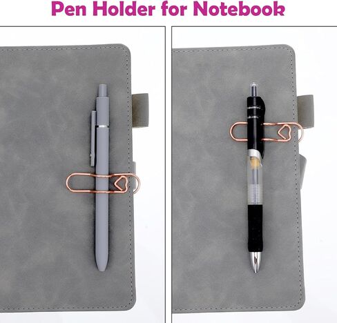 Paperclip Pen Holder 12PCS Metal Pen Clip for Notebook Journal and Book Paper Clips Bookmarks 2.8 Inch Planner Jumbo Office School Supplies Gold/Purple/Pink/Rose Gold Heart Shape in Kuwait