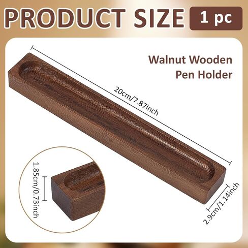 BENECREAT 200mm Walnut Pen Tray, Minimalist Wood Pen Holder, Pen Storage Tray for Office Desk Organizer Writing Accessories Gift Home Bedroom Decoration 7.87x1.14inch in Saudi Arabia