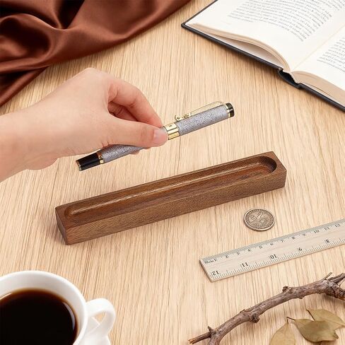 BENECREAT 200mm Walnut Pen Tray, Minimalist Wood Pen Holder, Pen Storage Tray for Office Desk Organizer Writing Accessories Gift Home Bedroom Decoration 7.87x1.14inch in Saudi Arabia