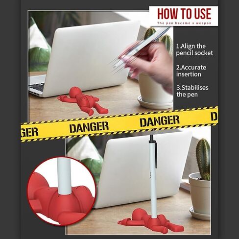 Silicone Funny Pen Holder, Pencil Organizer Cute Desk Decorations Office Accessories Funny Keychain for Schoolbag Handbag Checkout Counter (Red) in Saudi Arabia