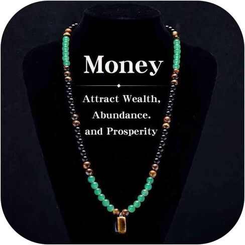Roe Dolph Money Necklaces for Women Money Attraction Wealth Necklace Feng Shui Luck Protection Necklace Crystal Jade Beaded Necklaces Spiritual Birthday Jewelry Gifts for Friends in Saudi Arabia