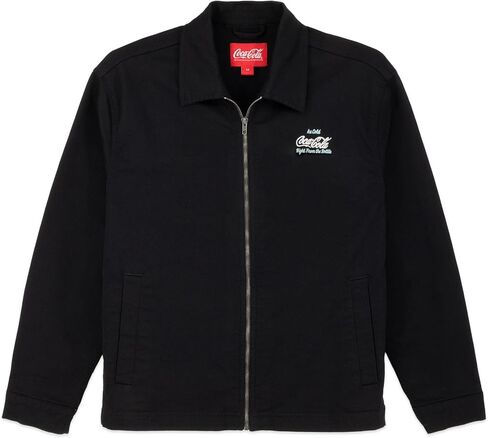 Coca-Cola Classic Stretch Cotton Twill Work Jacket for Men - Official License Retro Nostalgia Heritage Zip-Up Collared Jacket in Saudi Arabia
