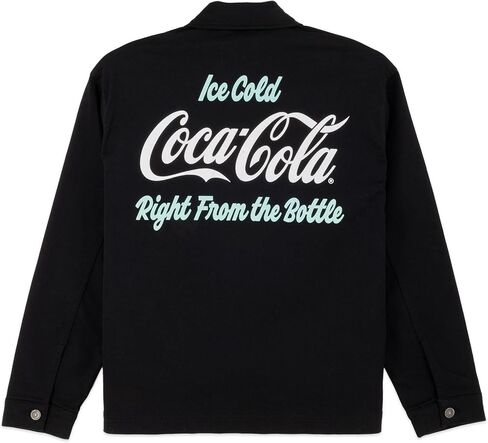 Coca-Cola Classic Stretch Cotton Twill Work Jacket for Men - Official License Retro Nostalgia Heritage Zip-Up Collared Jacket in Saudi Arabia