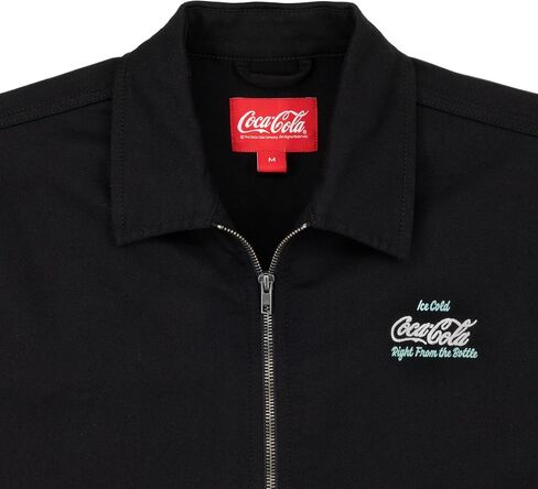 Coca-Cola Classic Stretch Cotton Twill Work Jacket for Men - Official License Retro Nostalgia Heritage Zip-Up Collared Jacket in Saudi Arabia