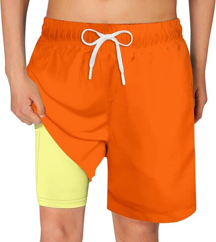 Cozople Boys Swim Trunks Quick Dry Compression Liner Swim Shorts Summer Bathing Suit with Inner Pocket Swimwear 7-20T in Kuwait