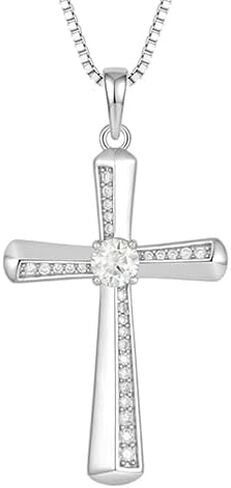 Cross Necklace for Women Moissanite 925 Sterling Silver Pendant heart/round cut Anniversary Birthday Religious Gifts for Her in Saudi Arabia