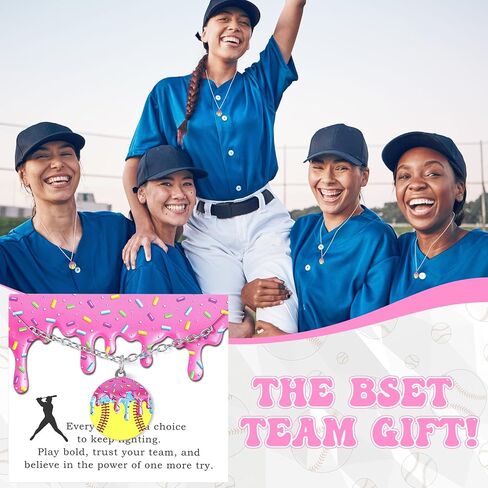 6 Pcs Ice Cream Drip Softball Necklace for Women, Sport Pendant Necklace Jewelry Accessories for Team Gifts Fan Lovers in Saudi Arabia