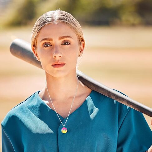 6 Pcs Ice Cream Drip Softball Necklace for Women, Sport Pendant Necklace Jewelry Accessories for Team Gifts Fan Lovers in Saudi Arabia