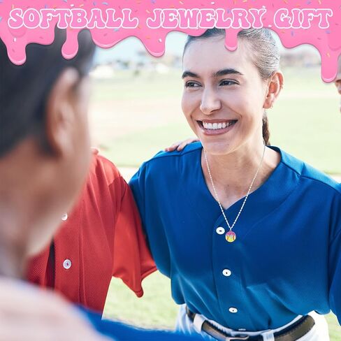6 Pcs Ice Cream Drip Softball Necklace for Women, Sport Pendant Necklace Jewelry Accessories for Team Gifts Fan Lovers in Saudi Arabia