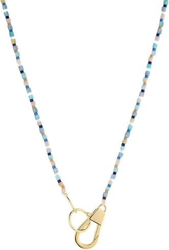gorjana - Harbor Necklace 23-inch - 18k Gold Plated Brass - Pear Clasp - Available in Mixed Amazonite and Pearl - Versatile Layering Accessory - Everyday Wear - Durable and Stylish in Saudi Arabia