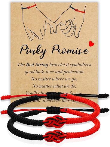 Pinky Promise Bracelet Valentines Day Gifts for Him as Matching Couple Bracelet Handmade His and Hers Bracelet with Adjustable Relationship Bracelet as Boyfriend Red String Bracelet Jewelry in Kuwait