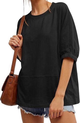 Tankaneo Oversized Tshirts for Women Summer Half Sleeve Tops Casual Crewneck Baggy Tunic Loose Fit Basic Tees Spring Clothes in Saudi Arabia