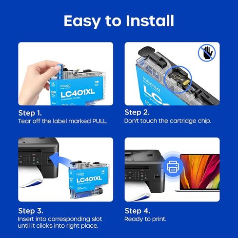 LC401XL LC401 Ink Cartridges Compatible with Brother LC401XL LC401 XL LC-401 Ink Cartridges Replacement for Brother MFC-J1010DW MFC-J1012DW MFC-J1170DW MFC-J1800DW Printer (8 Pack, BK/C/M/Y) in Kuwait