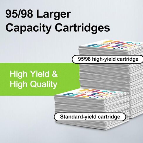 Remanufactured 95 98 High Yield Ink Cartridge Replacement for HP C9364WN and C8766WN for Officejet 150 100 6310, PhotoSmart C4180 C4150 8050, Deskjet 5940 460 Printer (1 Black+1 Tri-Color) in Kuwait