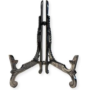 حامل معدني كبير مقاس 10 بوصة بلمسة نهائية من النيكل العتيق | حامل الطبق | حامل العرض | حاملات إطار معدني للصور طبق طبق زخرفي | 25 سم (ارتفاع) × 15 سم (عميق) | حامل الصور | طاولات الزفاف in Kuwait