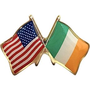 Gettysburg Flag Works Ireland & U.S. Crossed Flags Double Waving Friendship Lapel Pin - Made in The USA in Kuwait