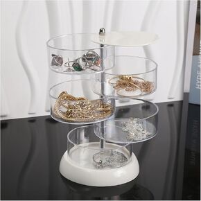 5-Layers Rotating Small Jewelry Boxes, Travel Jewelry Box Tray Case with Lid for Earrings Hair Accessories & Beauty Supplies Necklaces Bracelets Watches, Gift for Women Teen Girls in Kuwait