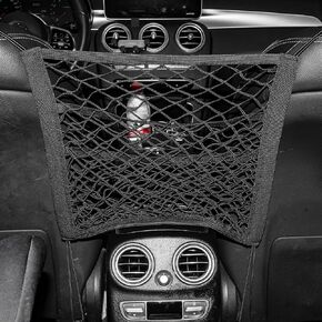 3 Layer Car Mesh Organizer Between Front Seats, Pet Dog Kid Net Barrier Car Net Pocket Elastic Storage Bag Tissue Purse Holder for SUV Truck Van, 15.7 x 13.7 Inch in Kuwait