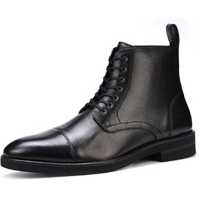 أنتوني فير جيمس جزمة برباط للرجال | جلد العجل المحبب بالكامل | نعل خارجي مطاطي مرصع | وسادة قدم مريحة من Ortholite | بليك ستيتش للإنشاءات | الأربطة المشمعة المسطحة | أسود in Kuwait