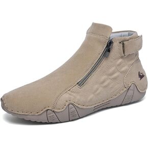Men's Leather Handmade High Top Chukka Ankle Boots Comfortable Round Toe Side Zipper Slip On Sneakers Fashion Lightweight Outdoor Walking Driving High Boots in Saudi Arabia